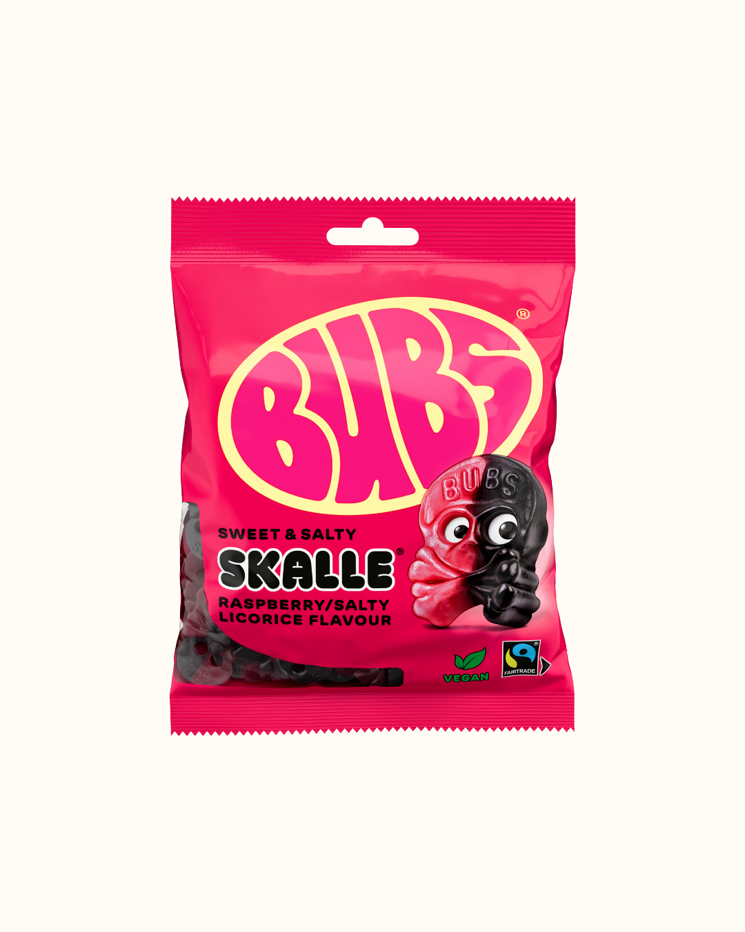 BUBS Raspberry Salty Licorice SKALLE